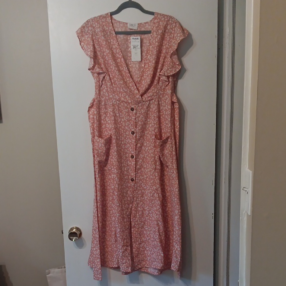 Sienna Sky Pink Ruffled Buttoned Sundress